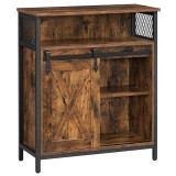 VASAGLE Comoda depozitare cu usa glisanta tip hambar, 70x30x80 cm, maro rustic Household NewTrend