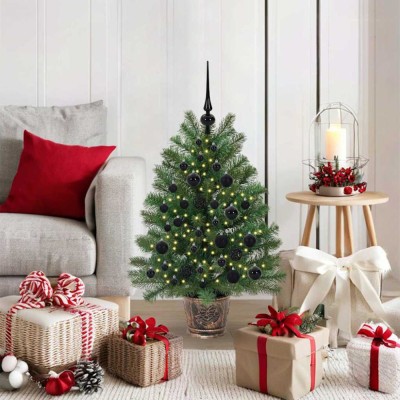 vidaXL Brad de Crăciun artificial cu 150 LED Verde 95 cm PE și PVC 3397316 foto