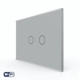 Cumpara ieftin Intrerupator dublu Wi-Fi cu touch Livolo din sticla gri, standard italian