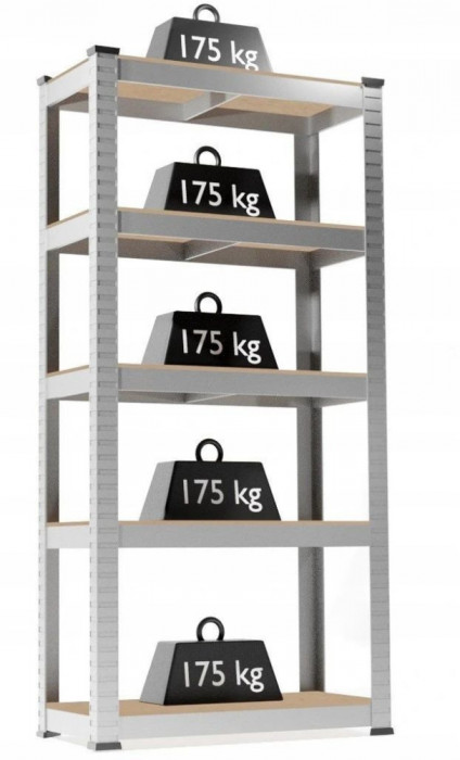 Raft metalic 5 nivele depozitare sarcina maxima totala 875 kg180-90-30 cm