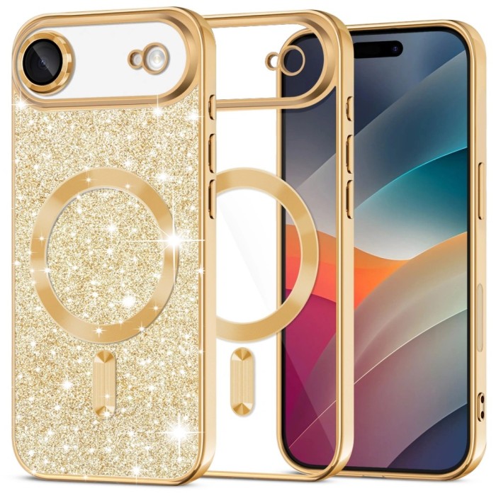 Husa iPhone 17 Air 6.5 Silicon Magsafe Sclipici Auriu