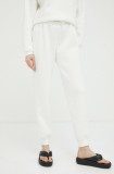 R&eacute;sum&eacute; pantaloni de trening femei, culoarea alb, melanj