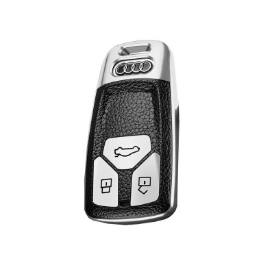 Husa Cheie Auto pentru Audi - Keyless Go, Tpu, Argintiu/negru foto