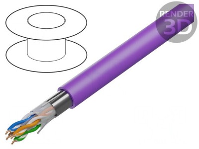 Cablu de rețea U/UTP Cat6a LSZH violet 305m foto
