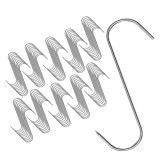 Cumpara ieftin Set 100 carlige inox pentru suspendare carne, argintii 13.5 cm, grosime 2.8 mm, forma S reutilizabila cu capat ascutit, pentru afumare, macelarie si u