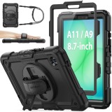 Husă pentru tabletă Galaxy Tab A11/A9 8.7in, protecție completă, rezistentă la șocuri, cu ecran protector și suport 360&deg; &ndash; Negru