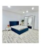 Dormitor complet VEN09 Albastru, pat 160x200 cm, noptiere, sifonier 150 cm