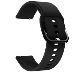 Curea silicon compatibila Galaxy Watch 6|Watch 5|Watch 4|Huawei Watch GT 3 42mm|GT 3 Pro 43mm|GT 2 42mm, Black Coal