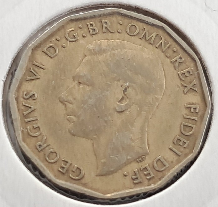 Marea Britanie , 3 Pence 1949, George VI