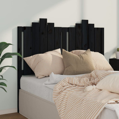 Tăblie de pat, negru, 126x4x110 cm, lemn masiv de pin foto