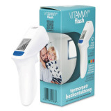 Termometru non-contact Vitammy Flash, tehnologie infrarosu, distanta 1-5 cm, functie oprire/pornire, Alb