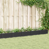 Jardiniera de gradina cu tarusi, negru, 362,5x42,5x28,5 cm, PP GartenMobel Dekor, vidaXL