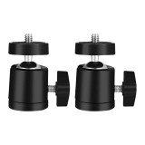 Cumpara ieftin Set 2 capete sferice mini rotative 360 grade cu prindere 1 4 pentru trepied, suport aluminiu pentru lumina LED, microfon, camera video si telefon