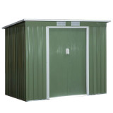 Casuta/magazie/sopron de gradina pentru depozitare unelte, cu structura baza inclusa, otel, verde, 213x130x173 cm, ART