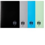 Caiet A5 80 file coperta plastic Atinge Excelenta dictando, culoare gri / negru / albastru / verde