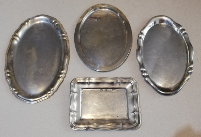 Lot 4 platouri tăvițe diferite dimensiuni alama placata argint