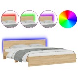 Cumpara ieftin Cadru de pat cu tablie si LED, stejar sonoma, 180x200 cm