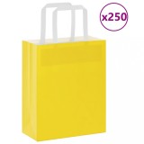 vidaXL Pungi de h&acirc;rtie 250 buc cu m&acirc;nere galbene 18x8x22 cm