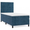 Pat box spring cu saltea, albastru inchis, 80x200 cm, catifea