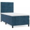 Pat box spring cu saltea, albastru inchis, 80x200 cm, catifea