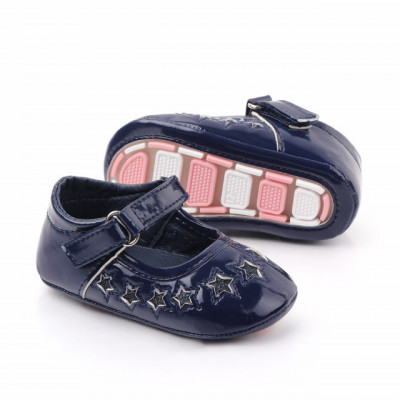 Pantofiori din lac bleumarine cu stelute (Marime Disponibila: 6-9 luni (Marimea foto