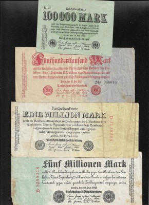 Germania Set 7 bancnote 25 Iulie 1923 marci mark foto