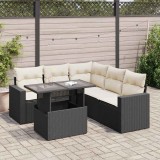 Cumpara ieftin Gossi set mobilier de gradina cu perne, 6 piese, negru, poliratan