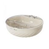 Bol cu doua straturi, flippy, pentru fructe, legume, snacks, cu strat de scurgere a apei, suport pentru telefonul mobil, 22.4x9 cm, crem