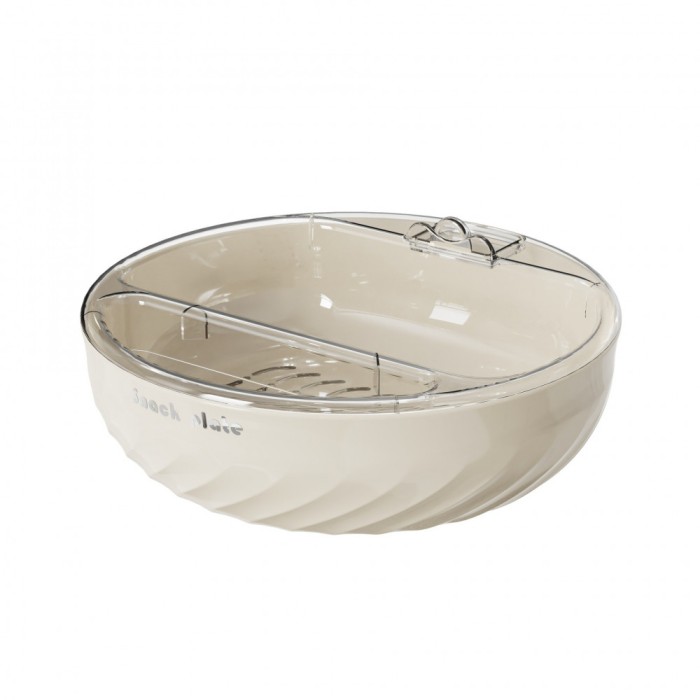 Bol cu doua straturi, flippy, pentru fructe, legume, snacks, cu strat de scurgere a apei, suport pentru telefonul mobil, 22.4x9 cm, crem