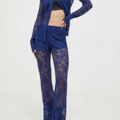 Blugirl Blumarine pantaloni femei, culoarea bleumarin, evazați, medium waist RA4080.J4653