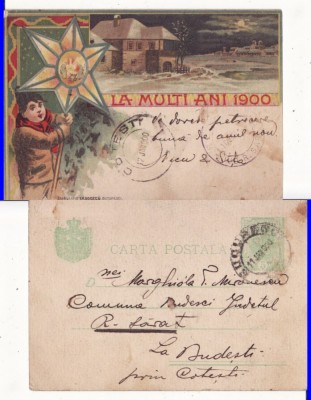 Romania-Felicitare Anul Nou 1900-litografie, RR foto