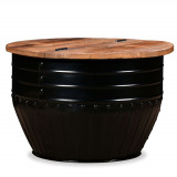 Masuta de cafea &icirc;n forma de butoi negru lemn masiv reciclat GartenMobel Dekor
