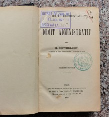 Traite elementaire de Droit administratif. Deuxieme edition - 1902 - H. Berthelemy (xx111) foto