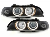 Faruri BMW Seria 5 E39 (09.1995-06.2003) Angel Eyes Negru Performance AutoTuning