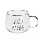 Ceasca din Sticla Borosilicata, GOOD MORNING, 400 ml, Jovy