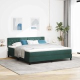 VidaXL Pat cu arcuri cu headboard Verde &icirc;nchis 180 x 200 cm Catifea 3342605