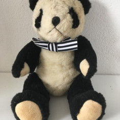 ** Urs panda vechi, vintage (anii 70) mohair, ochi sticla, articulat, 25cm