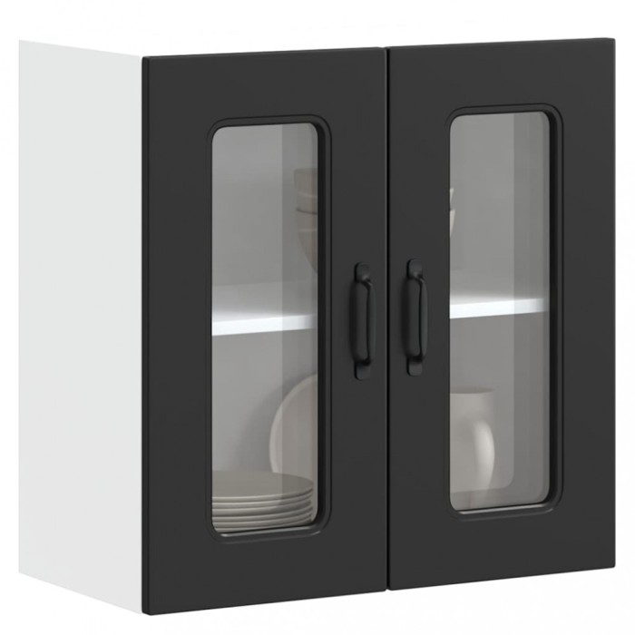 vidaXL Dulap de bucătărie cu ușă din sticlă &bdquo;Kalmar&rdquo; din lemn negru 853668