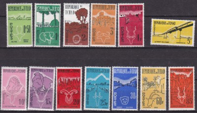 Ciad 1961 fauna vederi MI 69-81 MNH foto