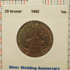 Danemarca 20 kroner 1992 - Silver Wedding Anniversary - km 875 - G011