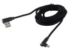 Cablu de date USB Savio 2.0, 2m, Negru, Quick Charge, Conector Micro USB-B Unghi