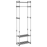 Cumpara ieftin Suport de haine cu 3 niveluri, argintiu, 59x29x192 cm, aluminiu