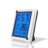 Termometru si higrometru de camera JustZen EN-8822 ecran 112x95mm lumina touch indicator comfort citire 10s 3 tipuri de montare gama profesionala alb-