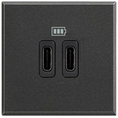 Priza USB tip C dubla 5V 3000mA Axolute Bticino 2M antracit HS4286C2