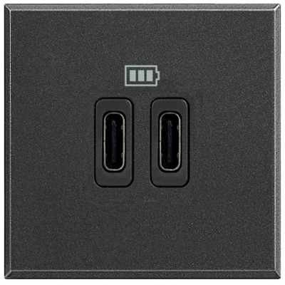Priza USB tip C dubla 5V 3000mA Axolute Bticino 2M antracit HS4286C2 foto