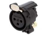 Conector XLR soclu mamă 3 PIN 90&deg; THT 6A, Neutrik