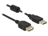 Cablu USB 2.0 A soclu&ndash;A mufă, 5 m, negru