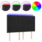 Cumpara ieftin Tablie de pat cu LED, negru, 147x16x118/128 cm, catifea