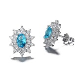 Cumpara ieftin Cercei argint 925, JW792, model elegant albastru deschis, placati cu rodiu