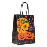 Pungă Cadou Halloween, Model Dovleci &quot;Boo&quot;, H&acirc;rtie, Negru Portocaliu, 16x8x21cm